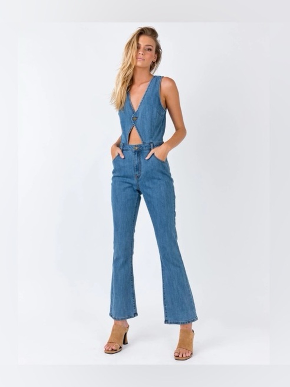 MINKPINK Minx Denim Jumpsuit XS